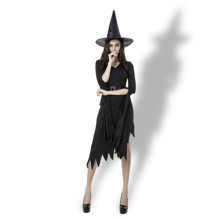 Black Irregular Long Skirt Exit Halloween Costume Cosplay Show Witchcraft Dress, M, Chest: 88cm, Waistline: 72cm, Skirt Length: 108cm, Long Skirt Exit Chest: 88cm
