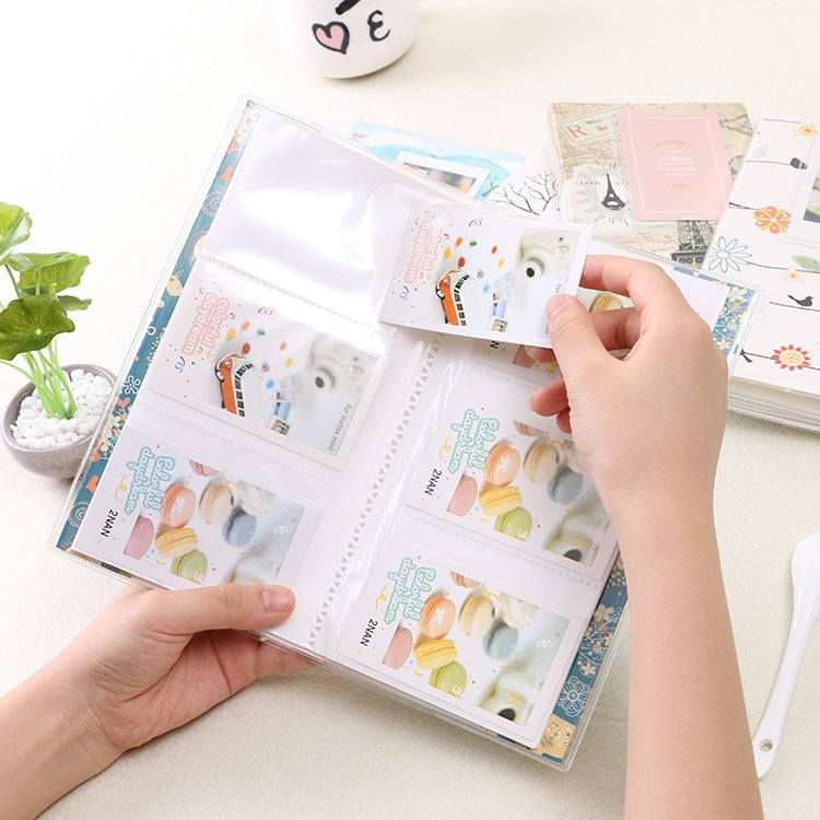 3 inch DIY Creativity Insert Type Mini Exquisite Photo Album, Forest Deer Pattern, Iron Tower Pattern, Little Swallow Pattern, Baymax Pattern, Four Leaf Clover Pattern, Many Trees Dry Pattern