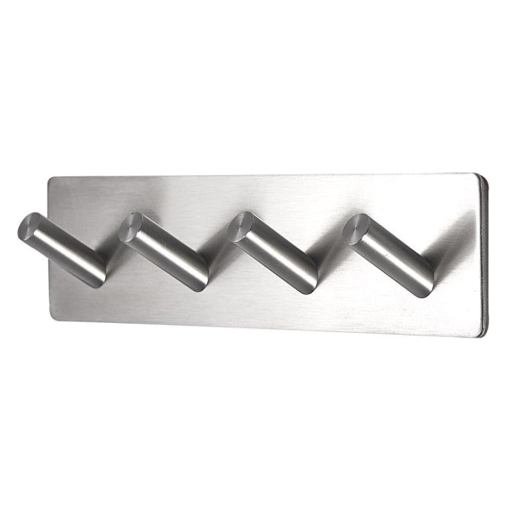 Stainless Steel Four Oblique Row Hook Bathroom Non-perforated Storage Clothes Rack, Four Oblique Row Hook