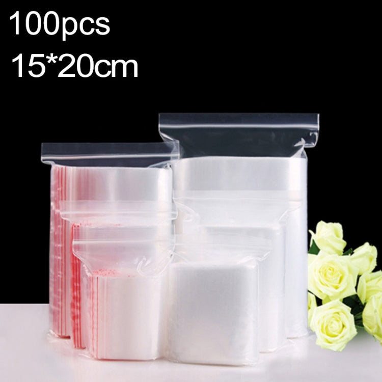 100pcs/pack  PE Self Sealing Clear Zip Lock Packaging Bag,15cm x 20cm, Custom Printing and Size are welcome, 15*20cm