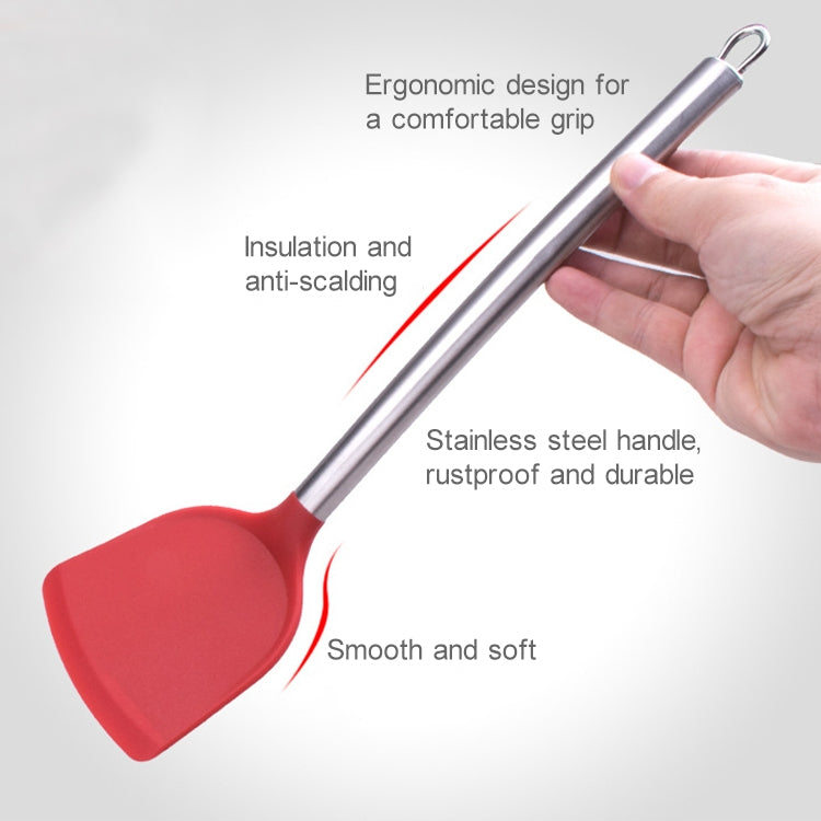 kn605 Stainless Steel Handle Silicone Slice High Temperature Resistance Cooking Slice, Red, Black, Grey