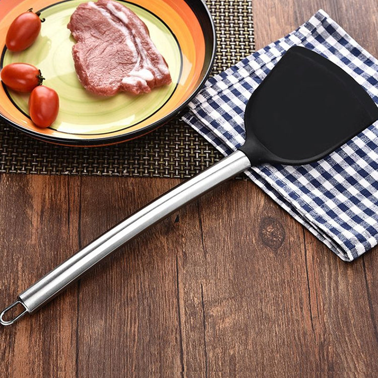 kn605 Stainless Steel Handle Silicone Slice High Temperature Resistance Cooking Slice, Red, Black, Grey