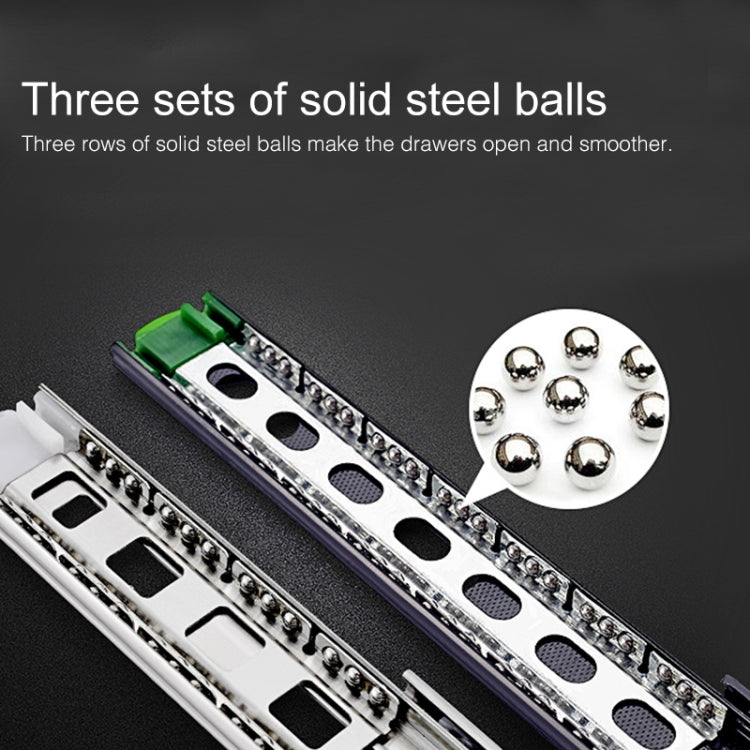 20 inches 3-section Mute Cold Rolled Steel Sliding Drawer Slides Ball Slide Rail Length: 50cm, 20 inches (Cold Rolled Steel)
