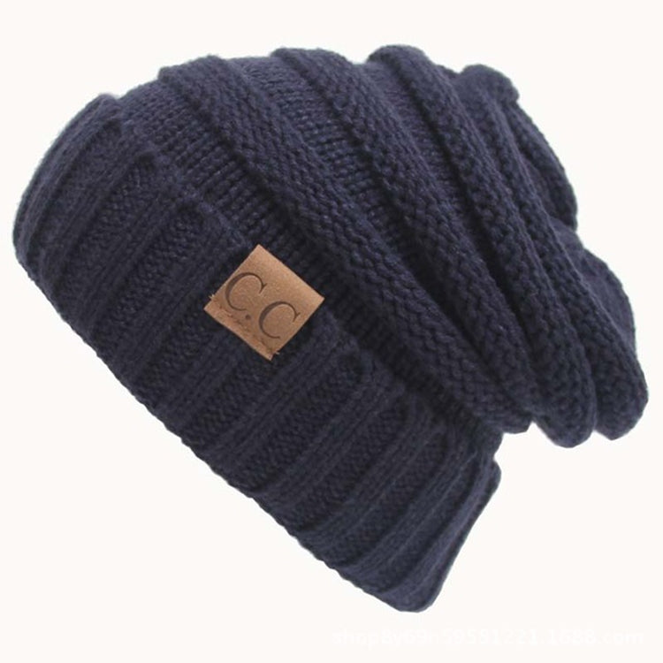 CC Letter Solid Color Wool Hats Concise Knitting Hat, Navy Blue, Red, Black, Baby Blue, Coffee, White, Pink, Beown, Grey, Dark Beige, Khaki, Magenta, Beige
