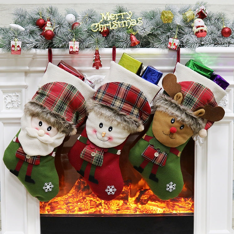 Christmas Ornament Decoration Christmas Stocking Gift Bag Pendant, Elk, Snowman, Santa Claus