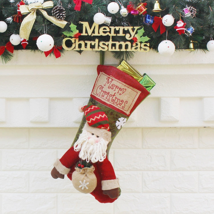 Christmas Ornament Decoration Merry Christmas Christmas Big Stocking Gift Bag Pendant, Santa Claus, Elk, Snowman