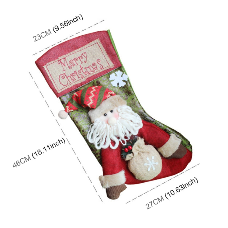 Christmas Ornament Decoration Merry Christmas Christmas Big Stocking Gift Bag Pendant, Santa Claus, Elk, Snowman