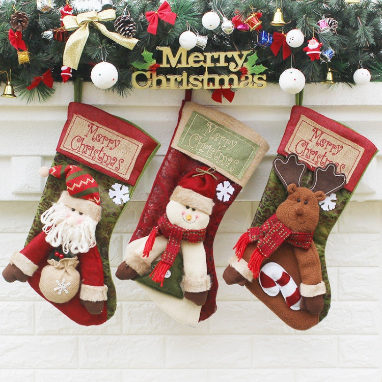Christmas Ornament Decoration Merry Christmas Christmas Big Stocking Gift Bag Pendant, Santa Claus, Elk, Snowman