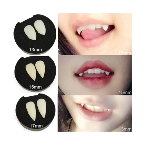 1 Pair 19mm Halloween Party Dentures Props Vampire Zombie Devil Fangs Teeth, 19mm