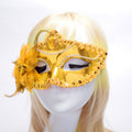 Halloween Masquerade Party Dance Plating Side Flower Feather Venice Princess Mask, Flower Feather