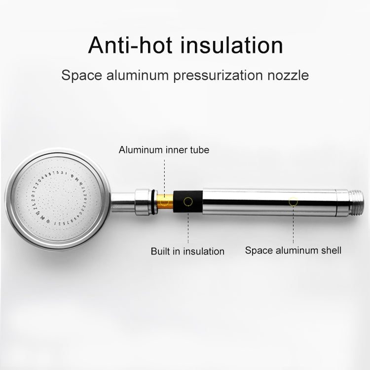 Space Aluminum Round Shape High Pressure Handheld Shower Head Water Saving Bathroom Accessories, Size: 23 x 8.2 x 2cm, BT-209 (Silver)