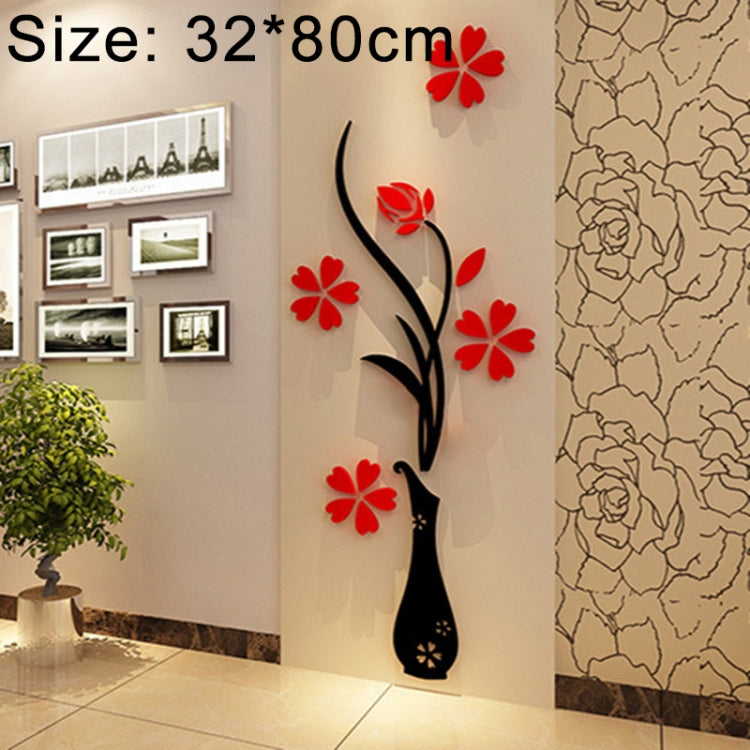 Creative Vase 3D Acrylic Stereo Wall Stickers TV Background Wall Corridor Home Decoration, Size: 32x80x4cm, Size: 32*80cm