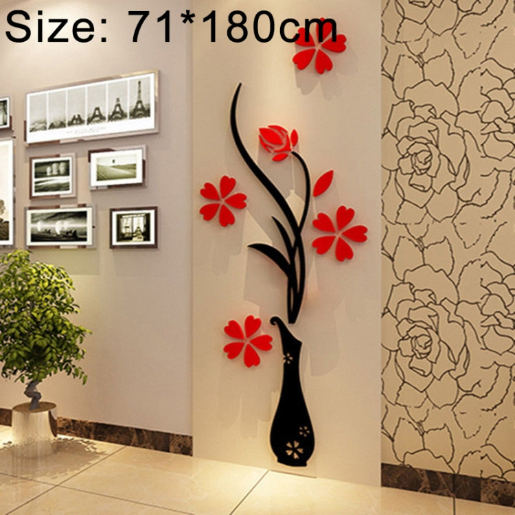 Creative Vase 3D Acrylic Stereo Wall Stickers TV Background Wall Corridor Home Decoration, Size: 71x180x5cm, Size: 71*180cm