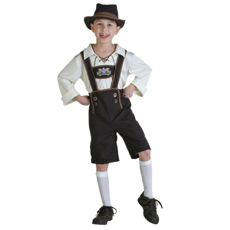 Halloween Costume Children Beer Costume Oktoberfest Suits England Style Cosplay, Size:XL, Waistline: 80cm, Dress Length: 62cm, Long Pants: 49cm, Suggested Height:145-160cm, Size: XL Children