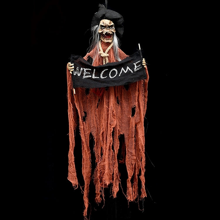 Halloween Hang Ghost Resin Electric Skull Bar Door Welcome Ghost Voice Skeleton Props Decorations, Electric Skull(Dark Blue), Electric Skull(Orange)