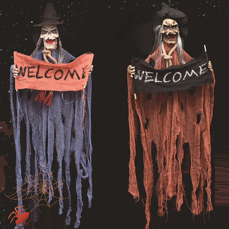 Halloween Hang Ghost Resin Electric Skull Bar Door Welcome Ghost Voice Skeleton Props Decorations, Electric Skull(Dark Blue), Electric Skull(Orange)