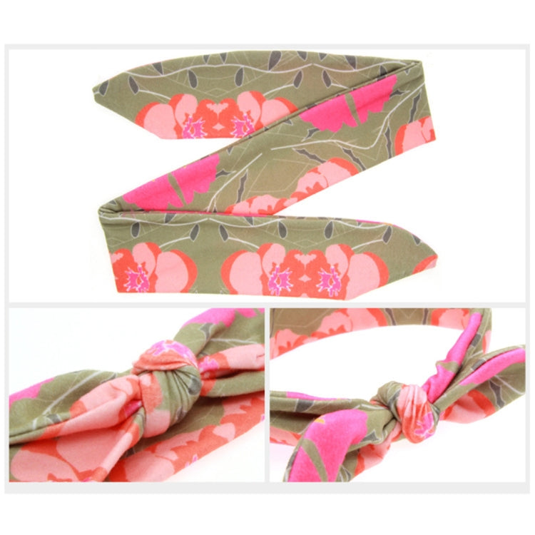 2 in 1 Printed Rabbit Ear Mom Baby Hair Band Set, HC6404A, HC6404B, HC6404C, HC6404D, HC6404E, HC6404F