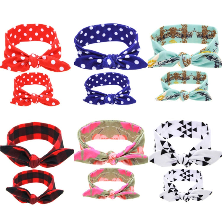 2 in 1 Printed Rabbit Ear Mom Baby Hair Band Set, HC6404A, HC6404B, HC6404C, HC6404D, HC6404E, HC6404F