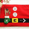Christmas Decoration Santa Claus Suit Placemat with Glove Cutlery Holder, Santa