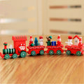 Christmas Dinner Table Decoration, Wooden Trains Children Kindergarten Christmas Decoration Ornaments Gifts, Green, Red