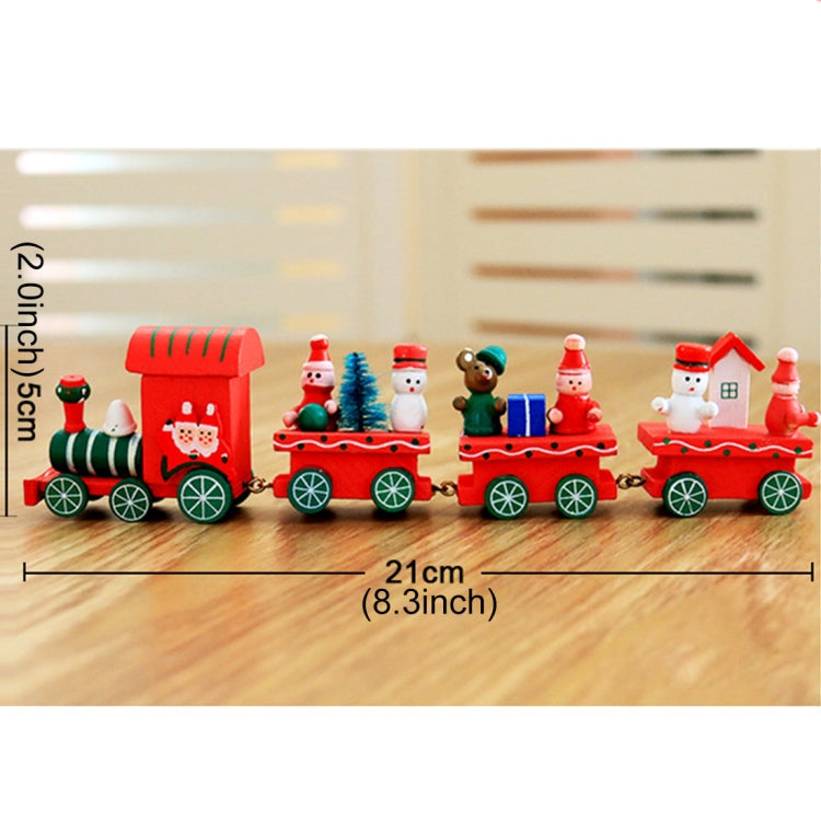 Christmas Dinner Table Decoration, Wooden Trains Children Kindergarten Christmas Decoration Ornaments Gifts, Green, Red