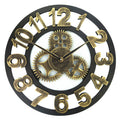 Retro Wooden Round Single-sided Gear Clock Number Wall Clock, Diameter: 50cm, Number 50cm