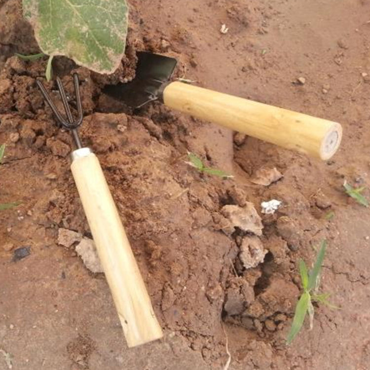 Rake Shovel Digging Trowel 3 in 1  Wooden Handle Metal Head Mini Garden Plant Tool Gardening Tool Garden Flower Tools Garden Tools Combination Set, Plant Tool 3