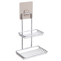 Creative Double Layer Stainless Steel Soap Stand Non-trace Magic Sticker Style Soap Dish Bathroom Shelf, Double Layer Bathroom Shelf