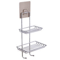 Creative Double Layer Stainless Steel Soap Stand Non-trace Magic Sticker Style Soap Dish Bathroom Shelf Belt Hanger, Double Layer Bathroom Shelf 1