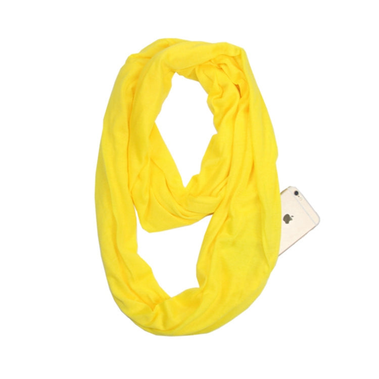 Women Solid Winter Infinity Scarf Pocket Loop Zipper Pocket Scarves