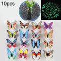 10pcs Fashion Luminous Butterfly with Brooch Simulation Fridge Magnets Wall Sticker Garden Decoration, Random Color Delivery, 100 PCS Luminous Butterfly