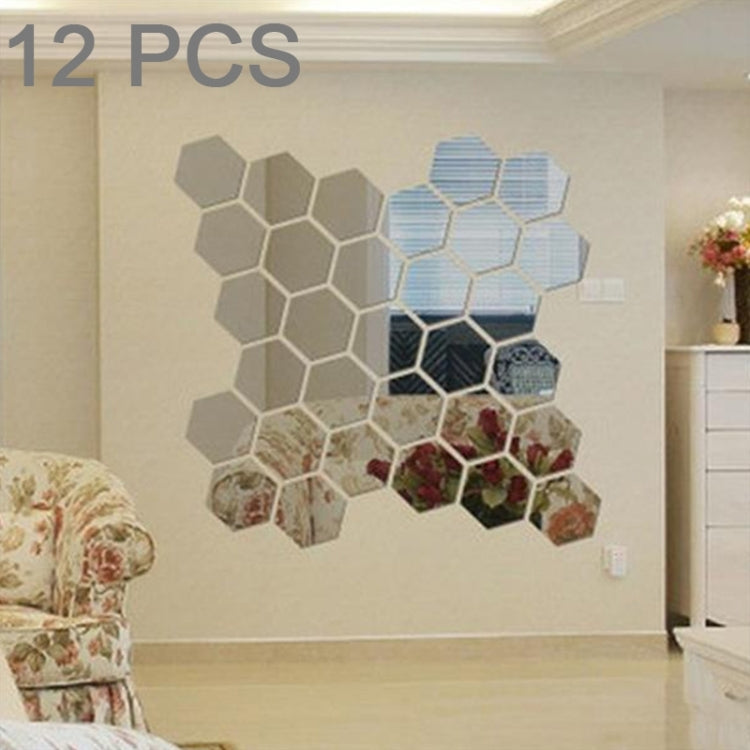 12 PCS 3D Hexagonal Mirror Wall Stickers Set, Size: 10*10cm, Size: 10*10cm (Silver), Size: 10*10cm (Black), Size: 10*10cm (Gold), Size: 10*10cm (Blue), Size: 10*10cm (Red)