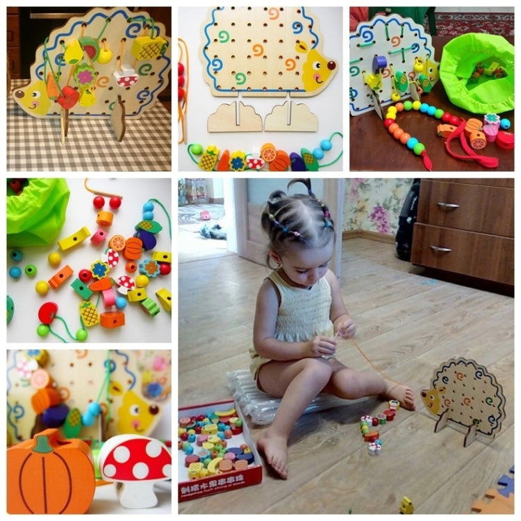 Early Learning Education  Wooden Toys Hedgehog Fruit Beads Child Hand Eye Coordination Skills Development Educational Toys For Kids, Hedgehog