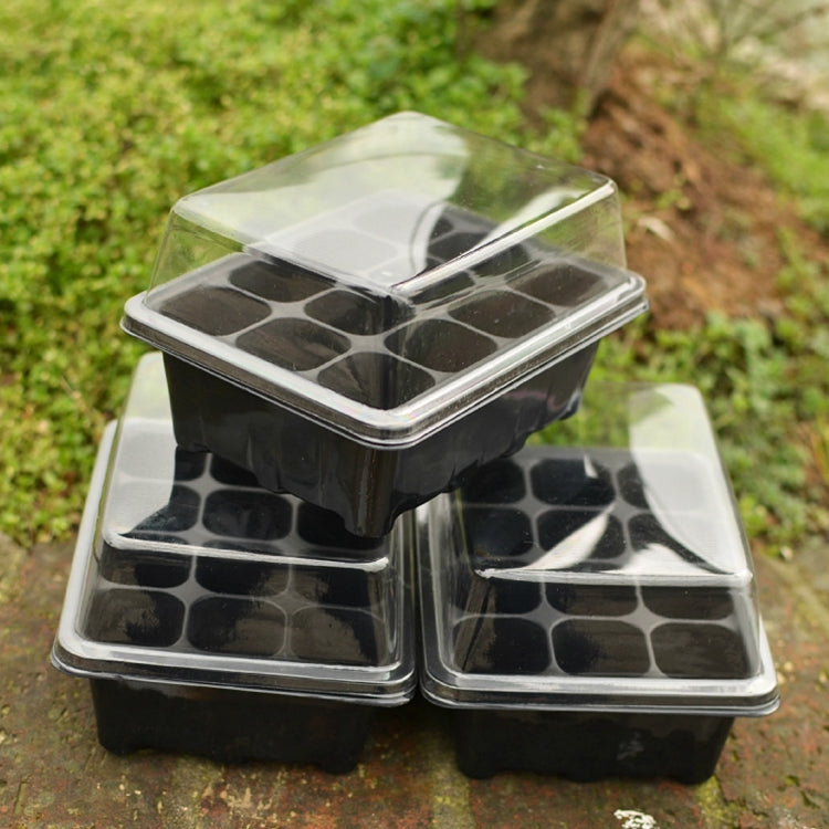 Seedling Tray Sprout Plate 12 Holes Nursery Pots Tray Lids Box For Gardening Bonsai Mini Greenhouse Nursery Plate, 12 Holes, 5pcs 12 Holes