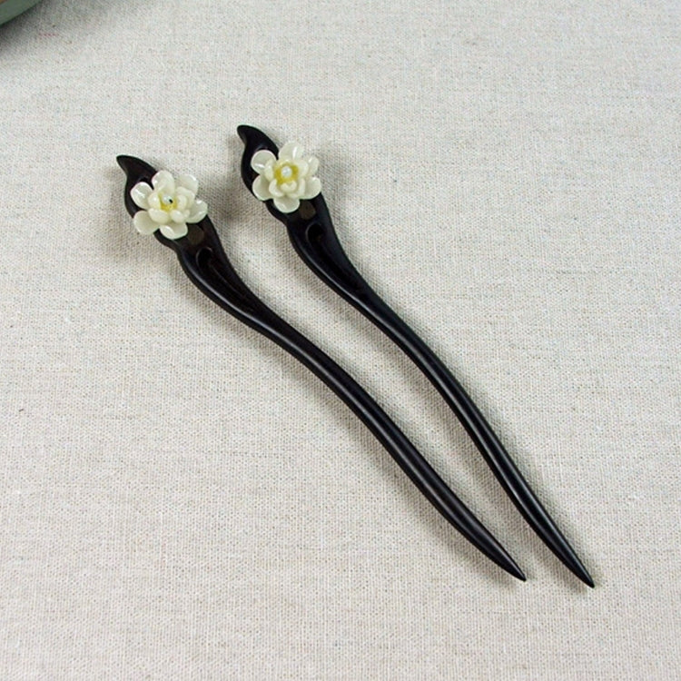 Classical Green Sandalwood Ancient Hairpin Hair Costume Headdress-Banyue Jade Flower + Gift Box, Gift Box Colors Are Random, Green Sandalwood Wanyue Jade Flower White
