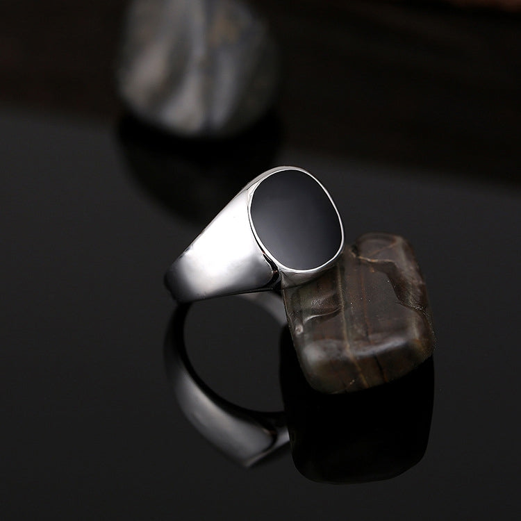 Europe and America Men Classic Alloy High Polished Drip Oil Style Ring, Size: 10, Diameter: 19.9mm, Perimeter: 62.4mm, 10