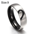 Fashion Rhinestone Love Heart Splice Couples Ring Fine Titanium Steel Ring for Men and Women(Silver without Diamond, US Size: 9), Silver without Diamond, US Size: 9