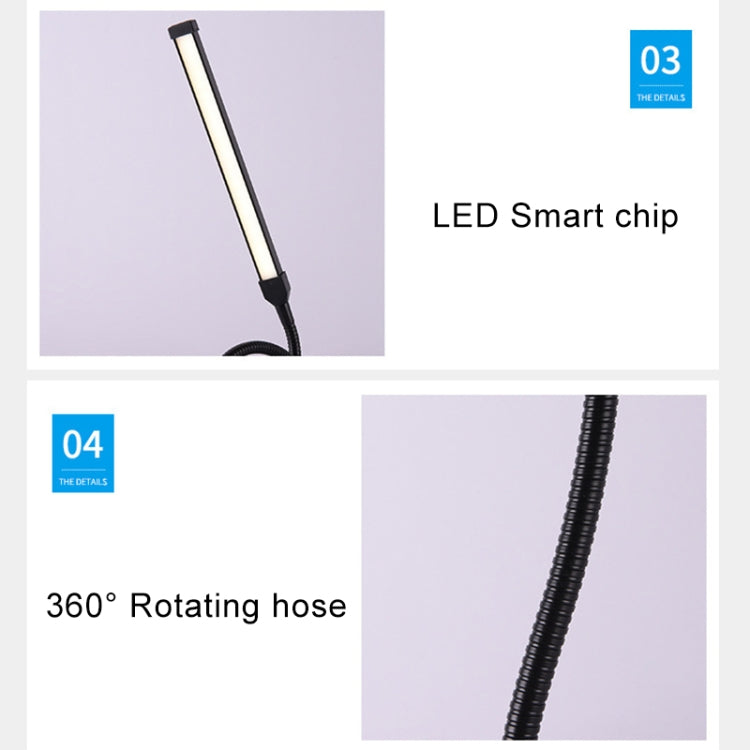 LED Desk Lamp 8W Folding Adjustable USB Charging Eye Protection Table Lamp, USB Charge Version, USB Charge Version(White), USB Charge Version(Black)