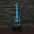 Five-string Guitar Shape 3D Colorful LED Vision Light Table Lamp, USB Touch Version, USB Touch Version