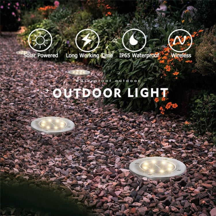 2 PCS 10 LEDs Solar Powered Buried Light Under Ground Lamp IP65 Waterproof Outdoor Garden Street Light, 10 LEDs