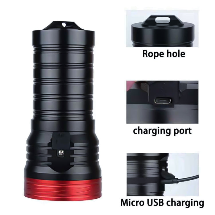 3 Gears, DB18 18xT6, Luminous Flux: 5400lm LED Flashlight, Without Battery