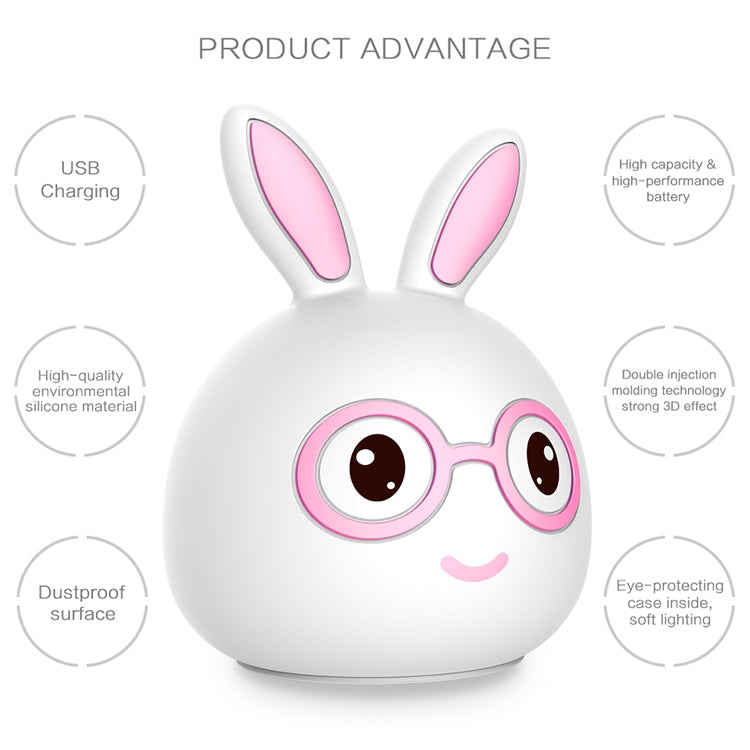 Happy Rabbit Creative Touch 3D LED Decorative Night Light, AAA Battery Version, AAA Battery Version (Pink), AAA Battery Version (Blue)