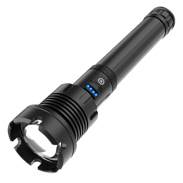 Long Style Micro USB Charging Outdoor Waterproof P90 + COB LED Flashlight, Support Power Display & Telescopic Focusing & 7-level Brightness Adjustment, P90