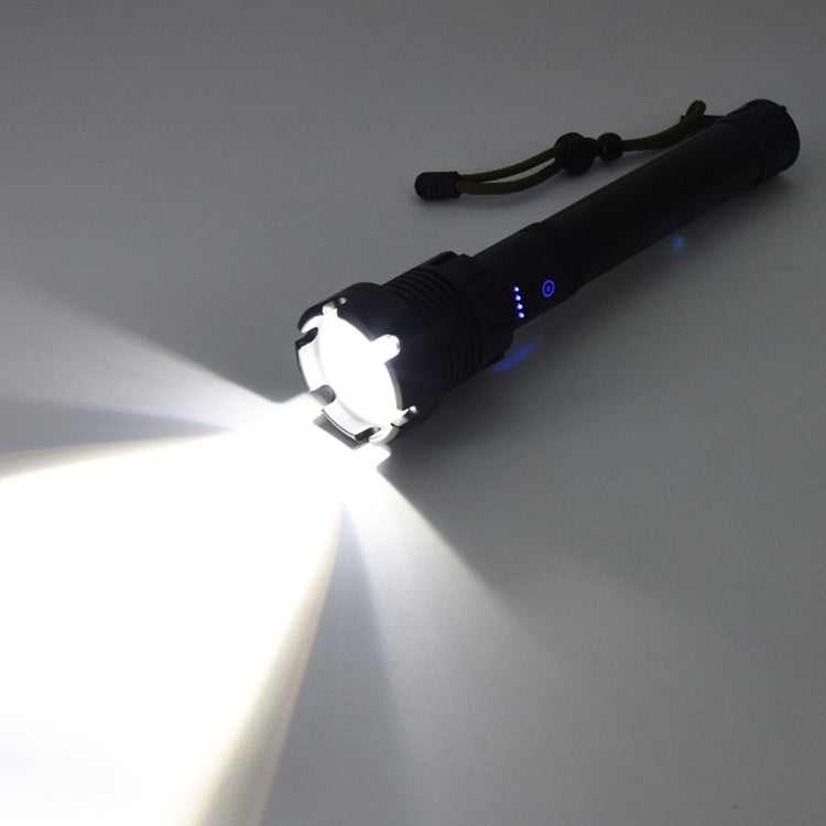 Long Style Micro USB Charging Outdoor Waterproof P90 + COB LED Flashlight, Support Power Display & Telescopic Focusing & 7-level Brightness Adjustment, P90