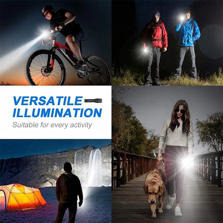 Long Style Micro USB Charging Outdoor Waterproof P90 + COB LED Flashlight, Support Power Display & Telescopic Focusing & 7-level Brightness Adjustment, P90