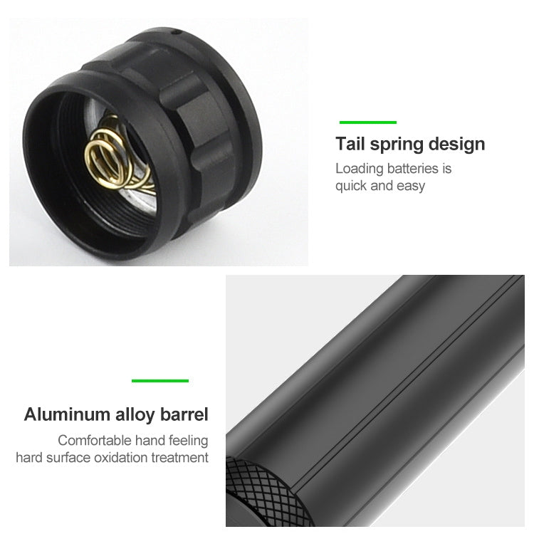 Long Style Micro USB Charging Outdoor Waterproof P90 + COB LED Flashlight, Support Power Display & Telescopic Focusing & 7-level Brightness Adjustment, P90