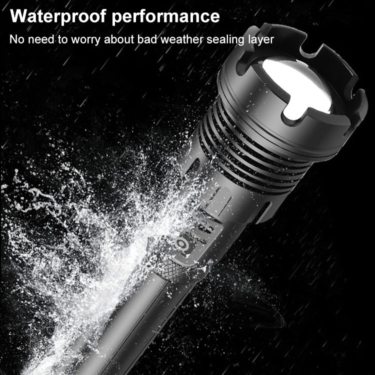 Long Style Micro USB Charging Outdoor Waterproof P90 + COB LED Flashlight, Support Power Display & Telescopic Focusing & 7-level Brightness Adjustment, P90