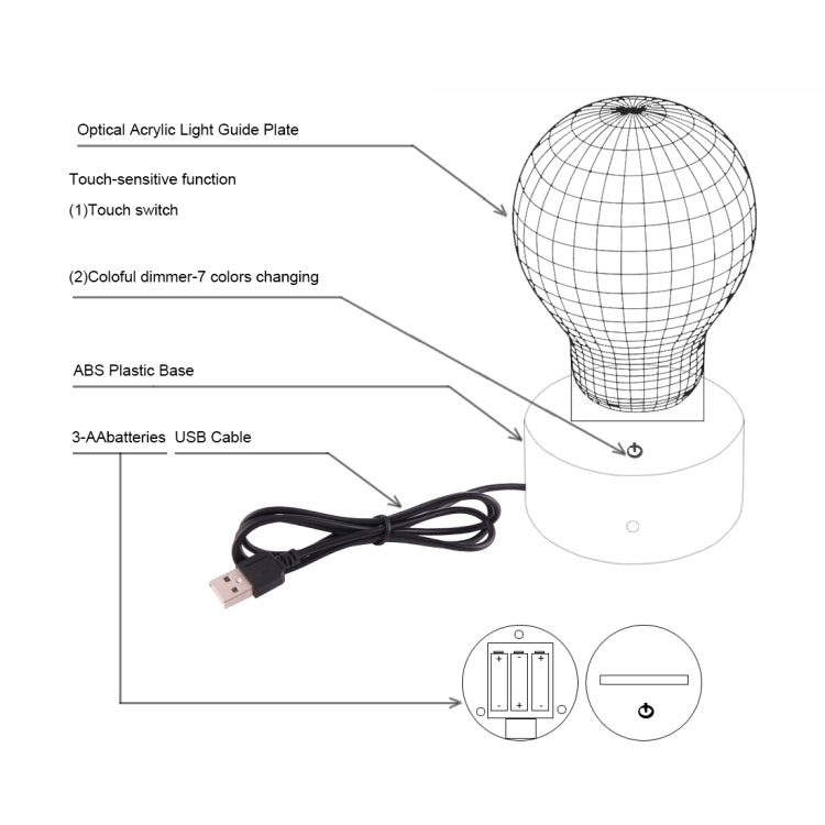 7 Colour Discoloration Creative Visual Stereo Lamp Desk Lamp Night Light, Trumpet Shape