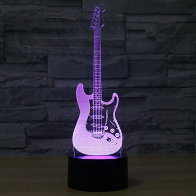7 Color Discoloration Creative Visual Stereo Lamp Desk Lamp Night Light, Electric Guitar Shape