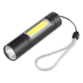 A1 USB Charging Waterproof Fixed Focus XPE + COB Flashlight with 3-Modes & Storage Box, A1